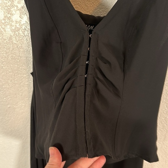 Nasty Gal Black Hook & Eye Crop Top With Sheer Cape Size Large - Picture 2 of 8